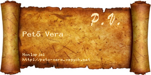 Pető Vera névjegykártya